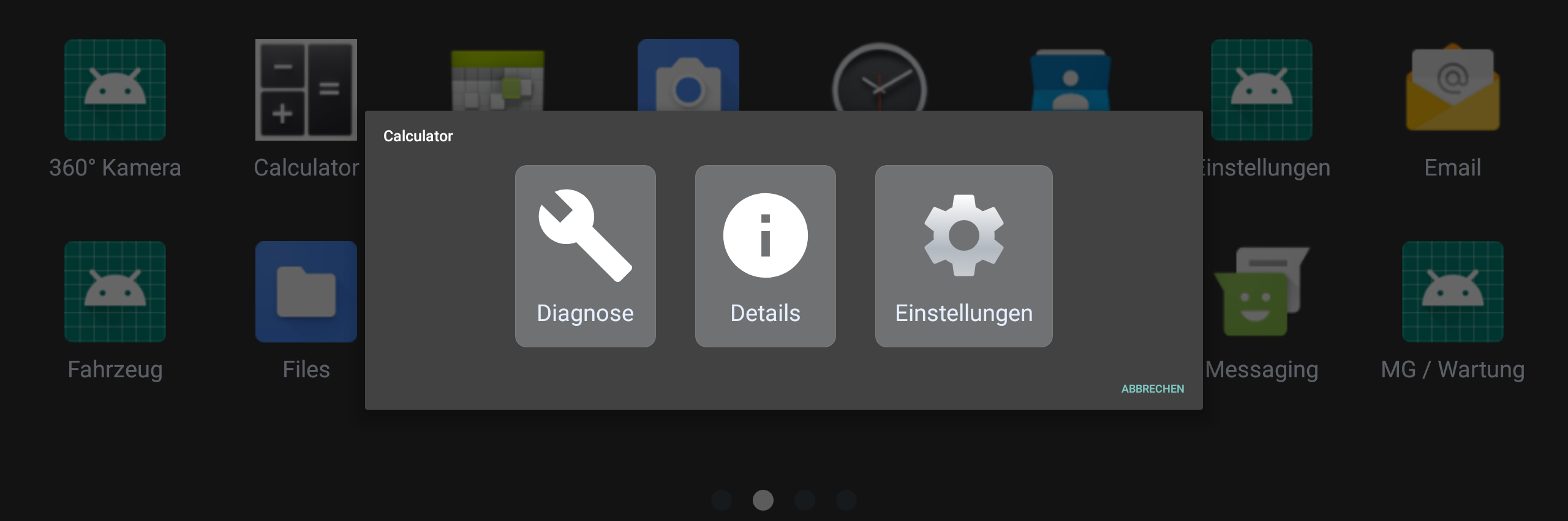 AppHub – App-Menü (langes Drücken)