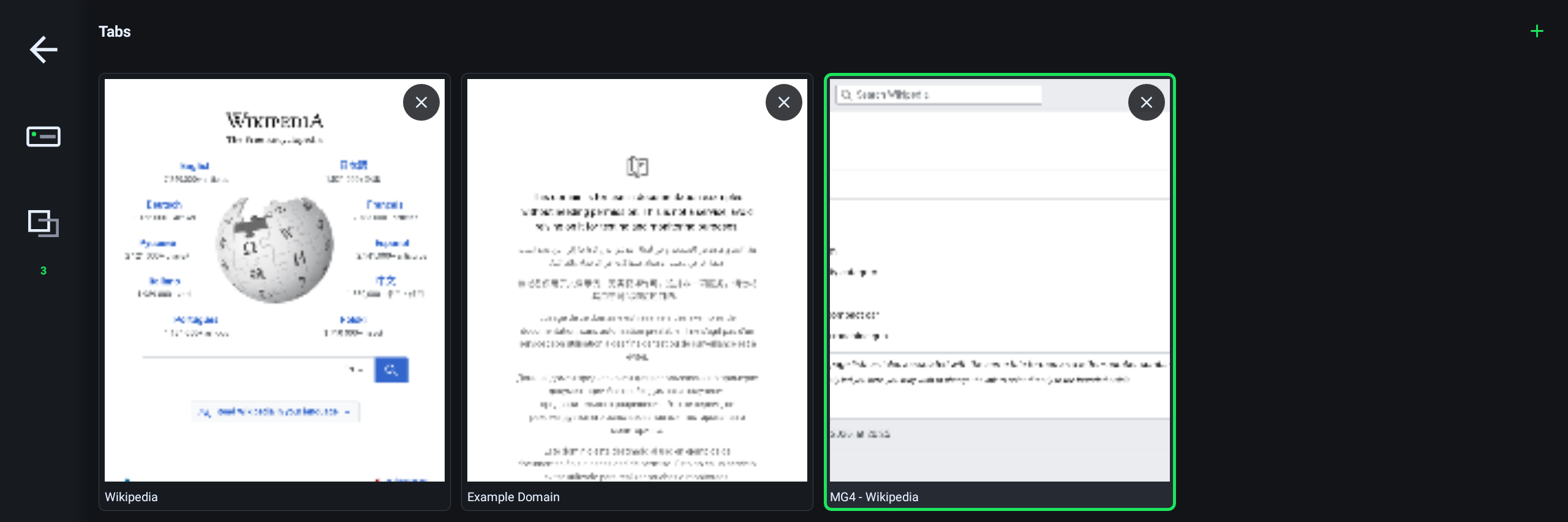 SimpleBrowser – Tab-Übersicht mit Vorschauen