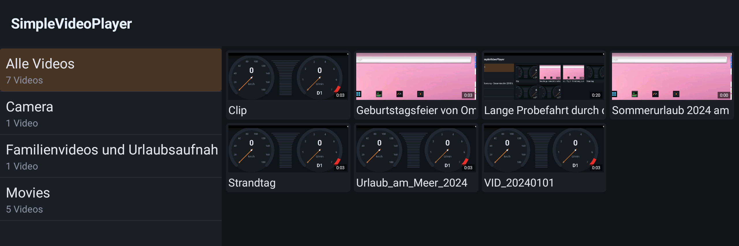 SimpleVideoPlayer – Auswahl