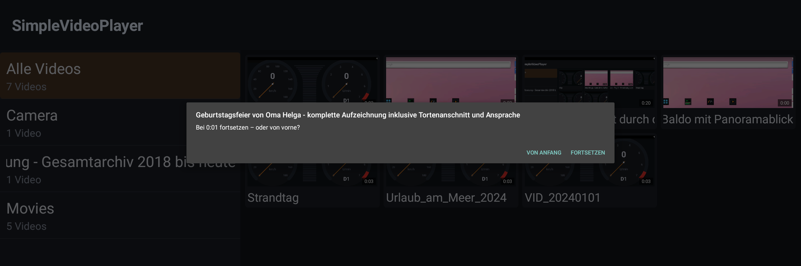 SimpleVideoPlayer – Fortsetzen-Dialog