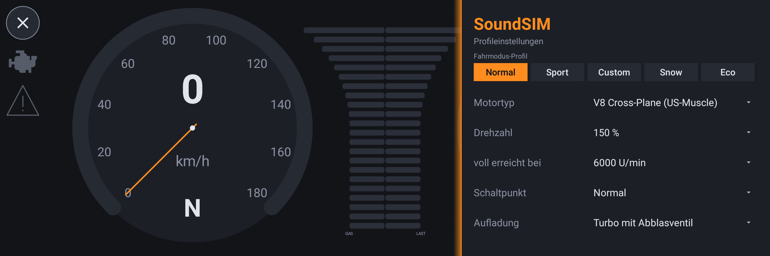 SoundSIM – Konfigurationspanel