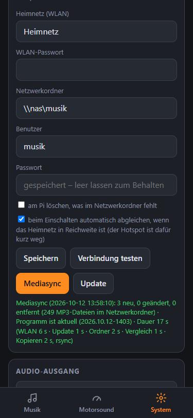 System: Update, OBD-Adapter, WLAN und Netzwerkordner